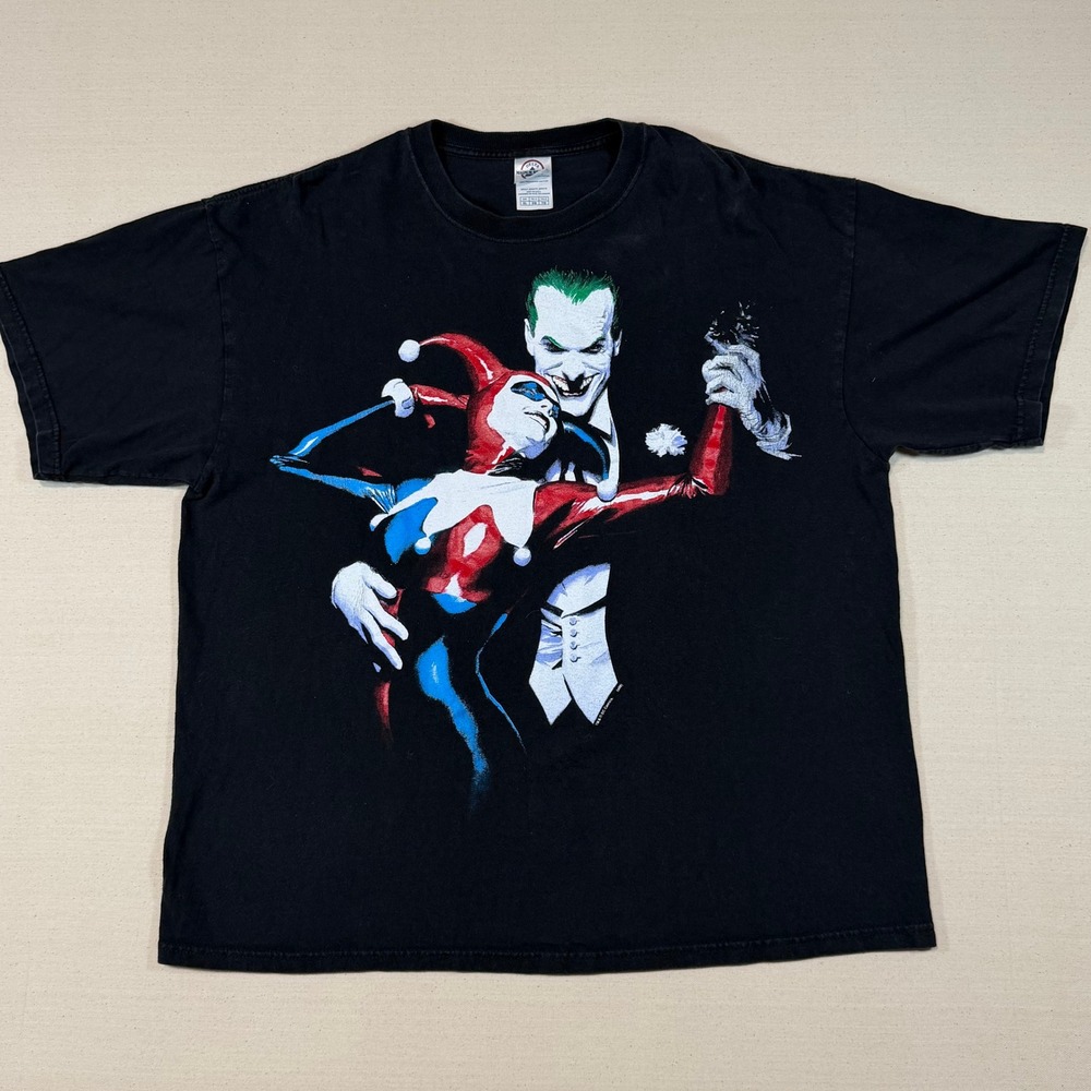 Vintage Joker Harley Quinn T Shirt Alex Ross DC Comics Black XL Delta Magnum s08